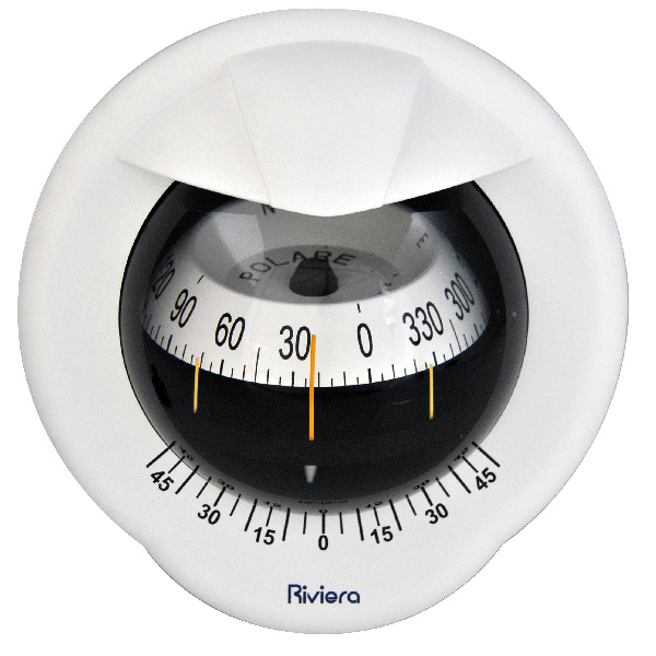 Riviera Kompass POLARE BP2 100mm, Schottmontage. weiß, weiße Rose