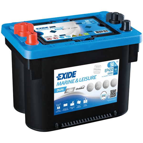 Exide Battery dual AGM spiral 750cca - 50Ah thread