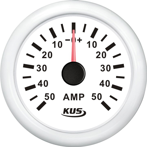 KUS Amperemeter weiß, mit 50A Shunt 12/24V