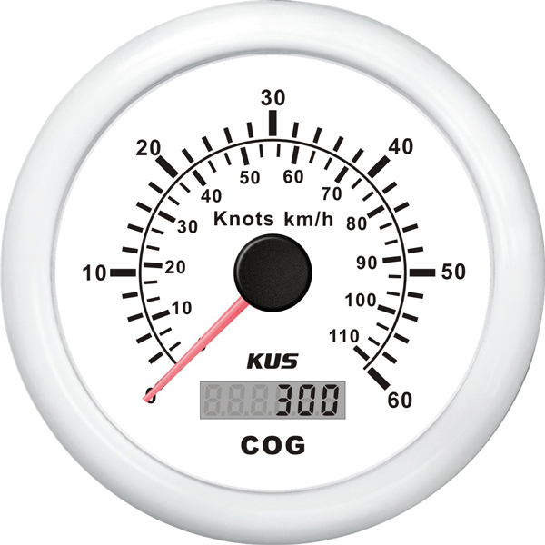 Kus GPS-Geschwindigkeit 0-60-Knopf, weiß 12/24 V ø85