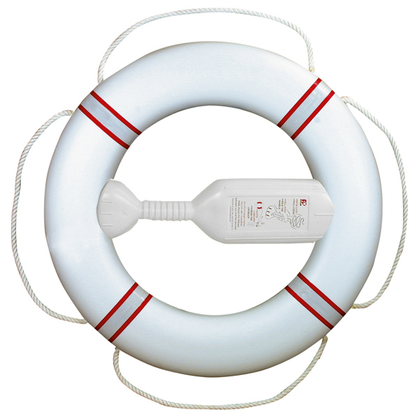 Lifebuoy white with red reflector FP 380 with throwing line