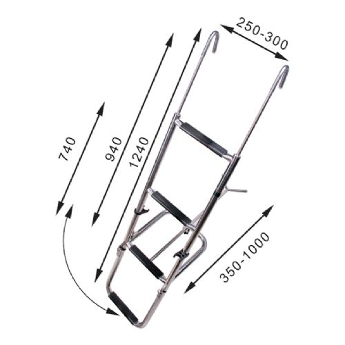 Bugleiter Edelstahl mit 4 Stufen (3+1) L:740 / 1240 mm