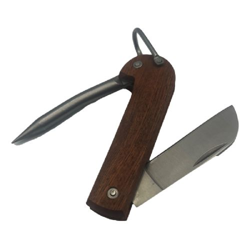 Riggermesser mit Holzgriff, Klinge 75mm und Merle-Spikes