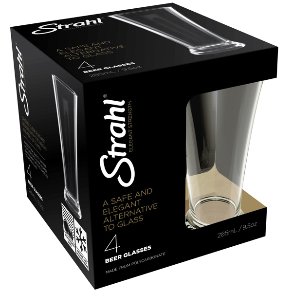 Strahl Bierglas Polycarbonat 285 ml. 4 Stück im Geschenkkarton