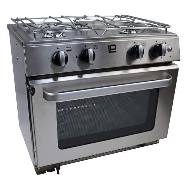 Pacific 5000 gas stove with oven, 3 burners and pot holder