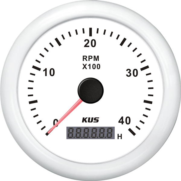 Kus Drehzahlmesser Diesel 0-4000 0,5-250 mit Std., weiß 12/24V Ø
