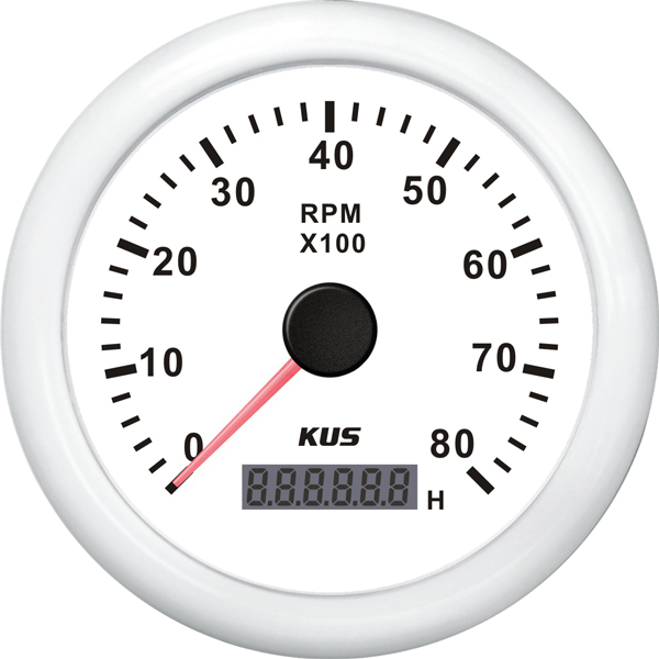 Kus Drehzahlmesser Benzin 0-8000 1.-10p mit Timer weiß 12/24V Ø
