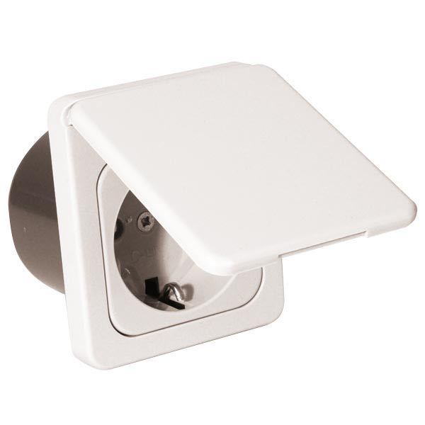 Einbausteckdose 220V mit Klappe weiß