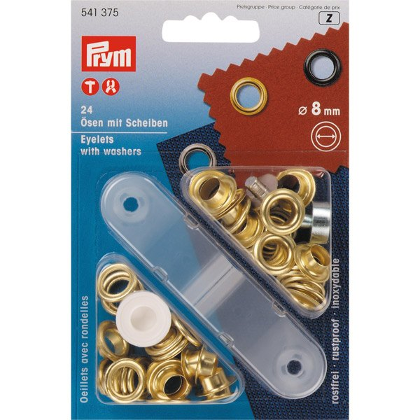 Messingösen 8mm innen 24 Stück im Paket mit Werkzeug