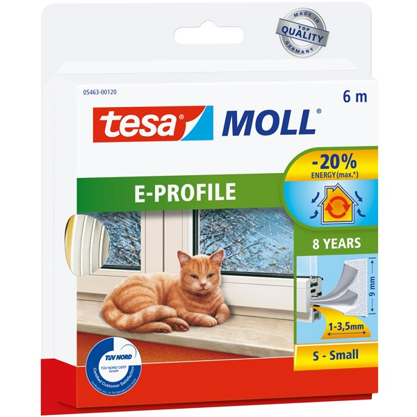 Tesa Dichtband E-Profil 4 x 9mm x 6m weiß