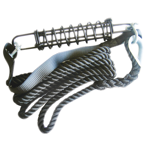 Bridge mooring with spring, safety strap & 12mm 3.5m rope