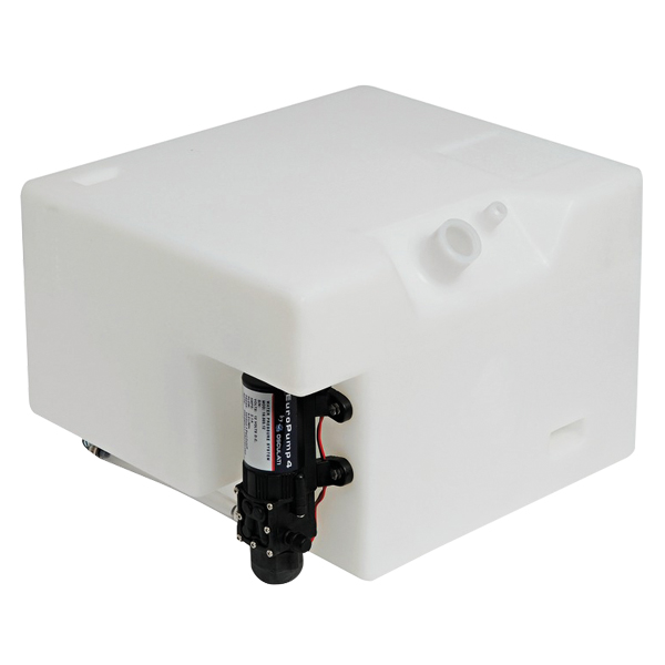 Wassertank 32l weiß mit 12V Druckwasserpumpe 40x26x34cm