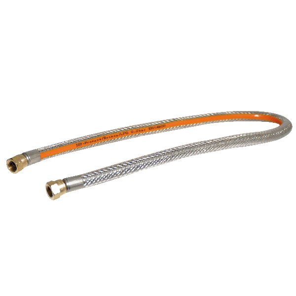 Gas hose with steel insert 1.0m, 1/4" union nut