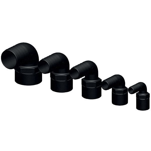 Trudesign 90° hose connector 16mm black 1/2" internal thread