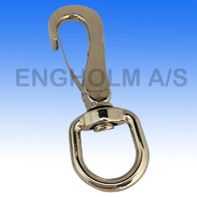 Tømmefjeder m/svirvel forniklet Lgd. 90 mm Øje 19 mm