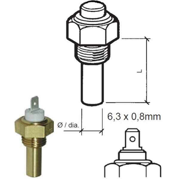 Vdo sensor temp wake, 6-24v, 1/4"-18nptf