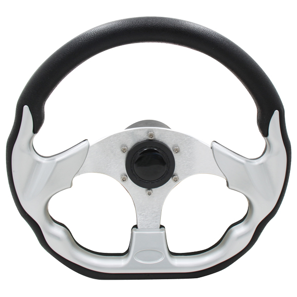 Sportlenkrad schwarz mit Aluminium, Ø318x303mm, mit 3/4" Standardnabe