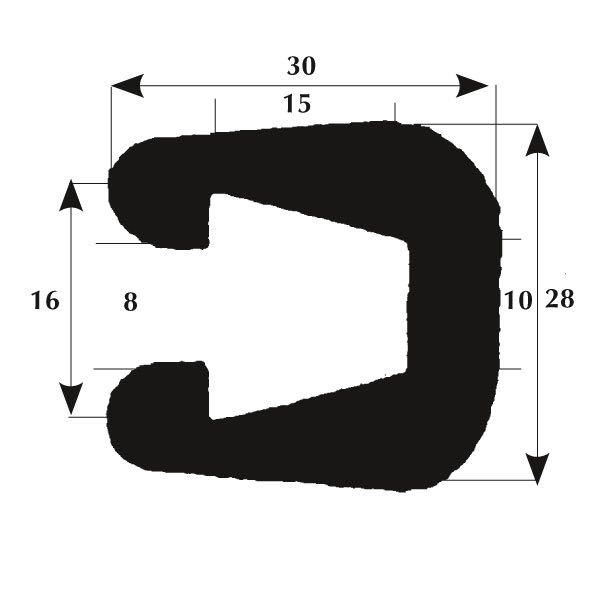 Kotflügelleiste 30mm 8mm Kante schwarz, 50m Rolle