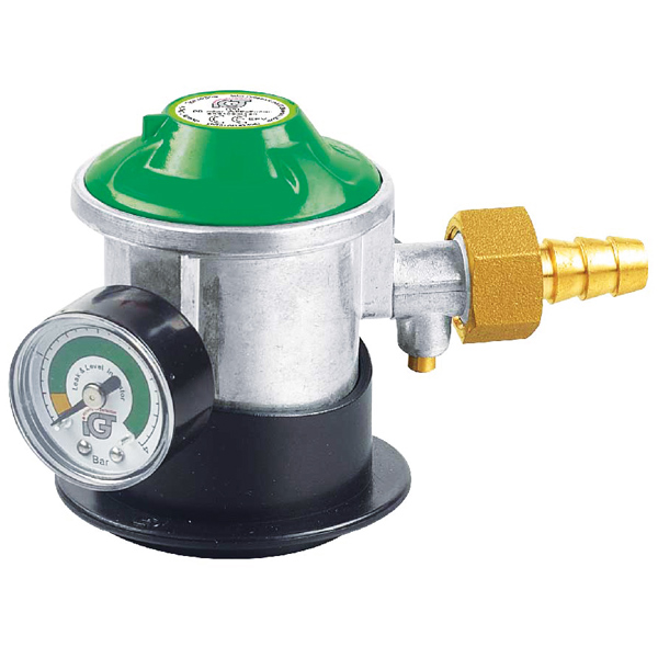 Gasregler Jumpo click on mit Manometer & Schlauchanschluss Ø10