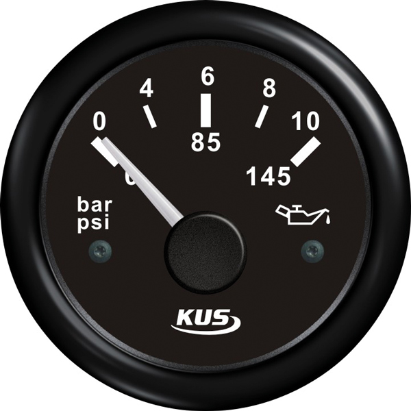 Kus Öldruck schwarz 0-10bar, 10-184 & 240-33ohm, 12/24v