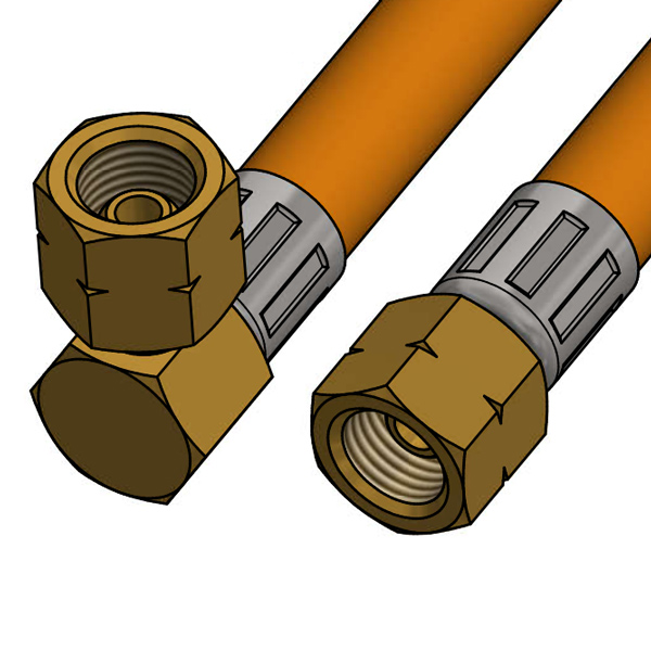 Gasschlauch 80cm mit G1/4"LH Winkelüberwurfmutter + G1/4"LH Überwurfmutter