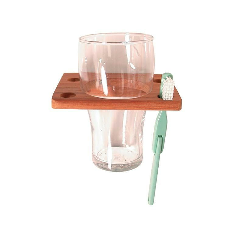 Glas Og Tandbørsteholder Teak