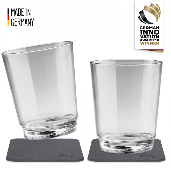 Silwy Classic plastic drinking glass with coaster 2 pack