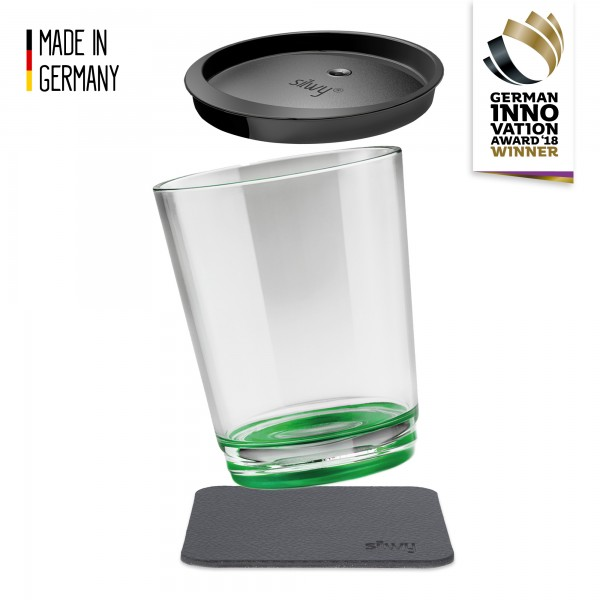 Silwy plastic drinking glass with coaster Green