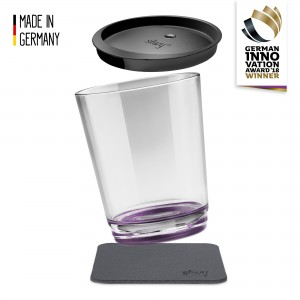 Silwy plastic drinking glass with coaster and lid - Purple