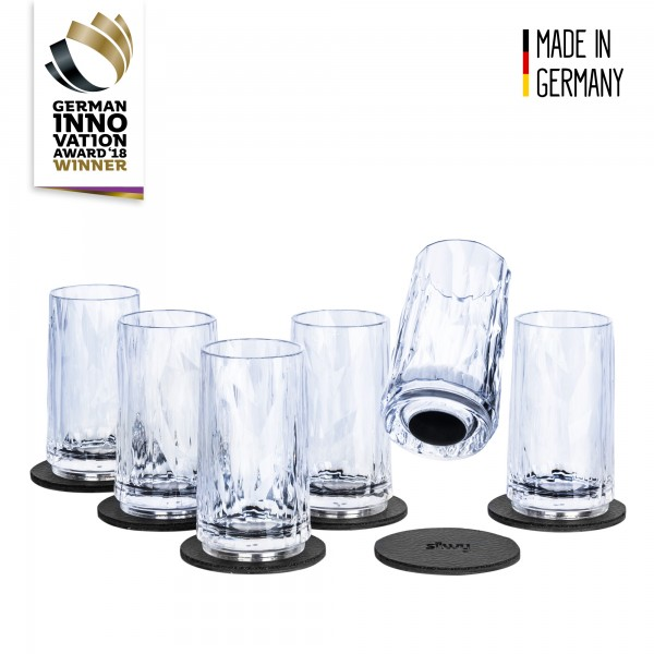 Silwy Kunststoff-Schnapsglas + magnetische Nano-Gel-Pads, transparent, 6er-Pack