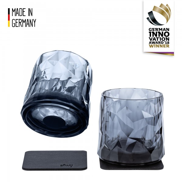 Silwy Kunststoffbecherglas + magnetische Nano-Gel-Pads Grau 2er-Pack