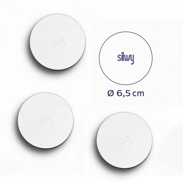 Silwy magnetisk nano gel pads læderlook 6,5 cm hvid
