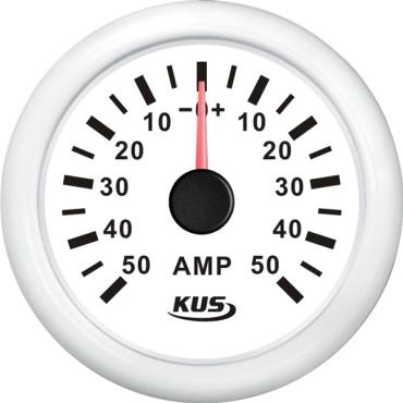 KUS amperemeter hvid, med 50Amp shunt 12/24V