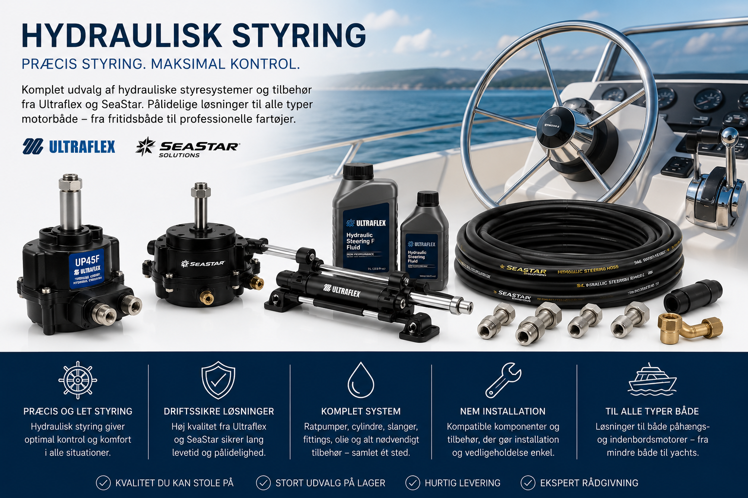 Hydraulisk styring til båd