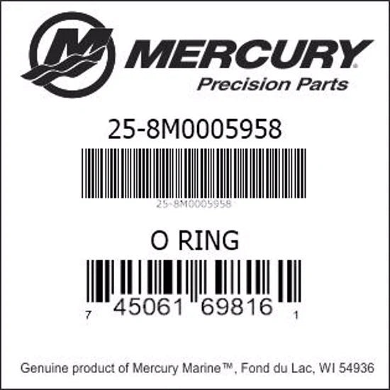 Quicksilver/Mercury O RING - P/N: 25-8M0005958