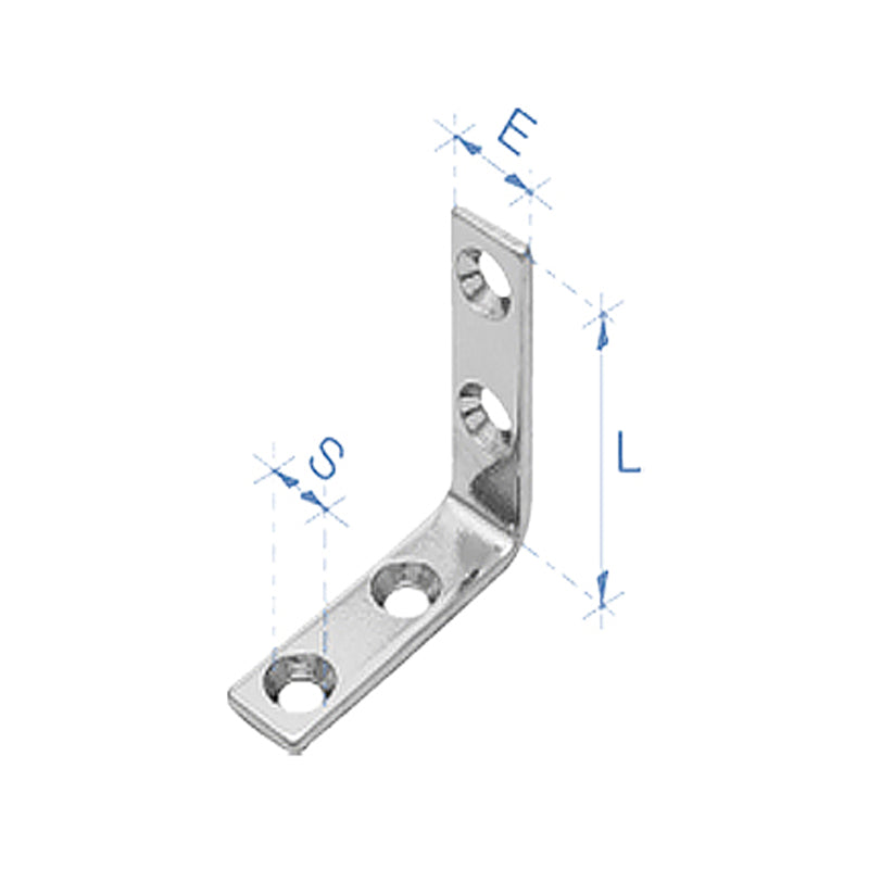 Vinkel rustfri AISI304 3 mm 61 x 15 mm hul 6,3 mm