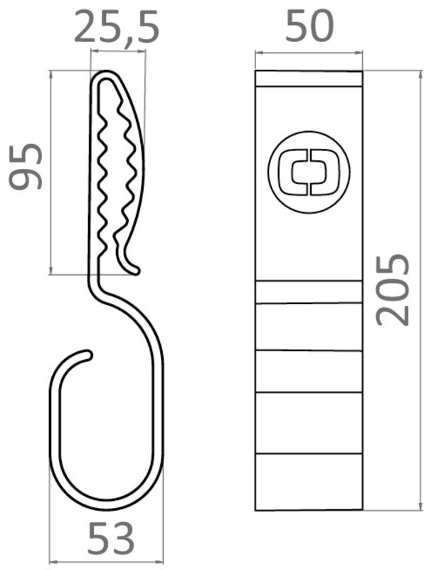 Kabel- og slangeholder til fortøjningsline med sikkerhedsrem, Ø 14–30 mm