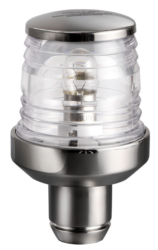 Classic 360° ankerlanterne med 12 V 10 W halogenpære i rustfrit stål med rørstuds