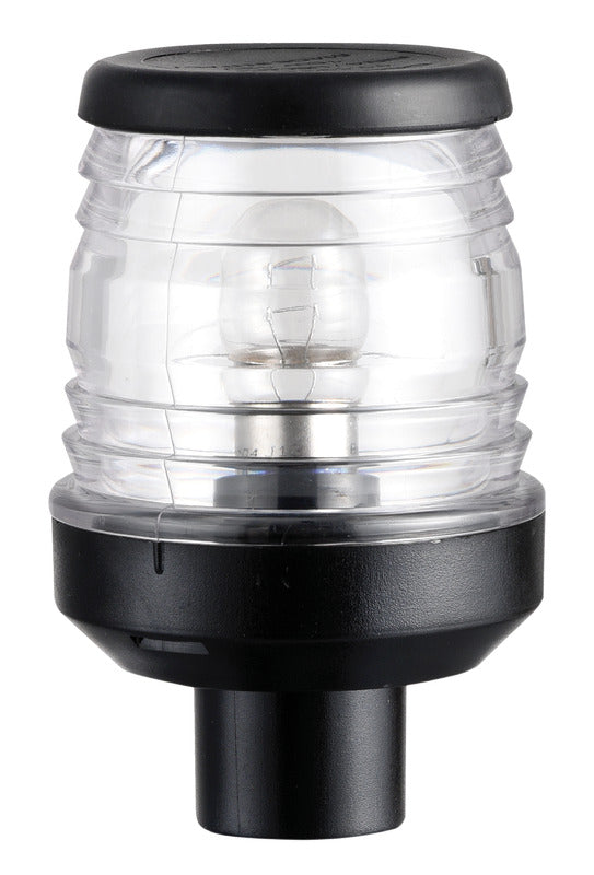 Classic 360° ankerlanterne i sort polycarbonat, halogen, med rørstuds