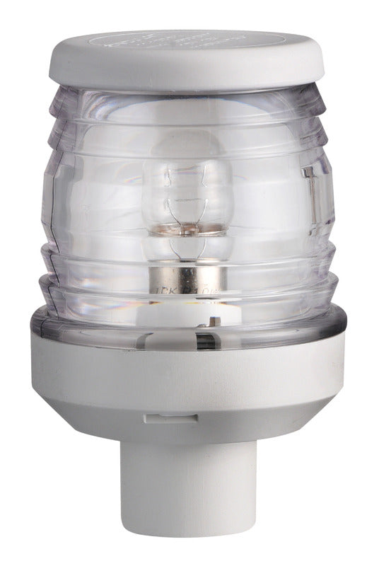 Classic 360° ankerlanterne i hvid polycarbonat med rørstuds, 12 V 10 W