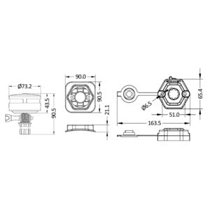 Lanterne med tre monteringsbaser Osculati