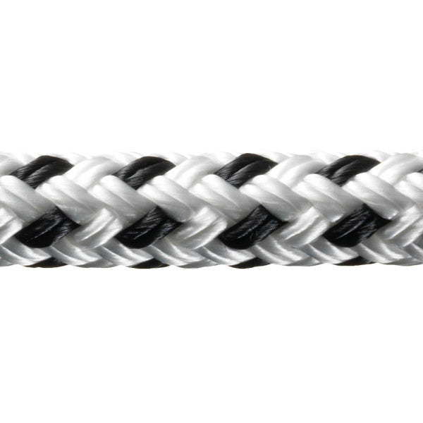 Robline Rio Fortøjningsline, 14mm Hvid/Sort  - 1 mtr