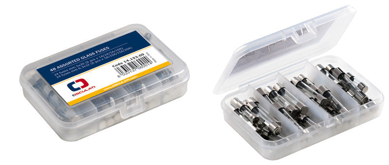 Glassikringssæt med 48 sikringer, 1–20 A