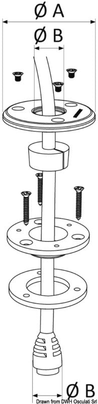Scanstrut Low Profile kabelgennemføring i 316 rustfrit stål til ét kabel Ø 2–8 mm
