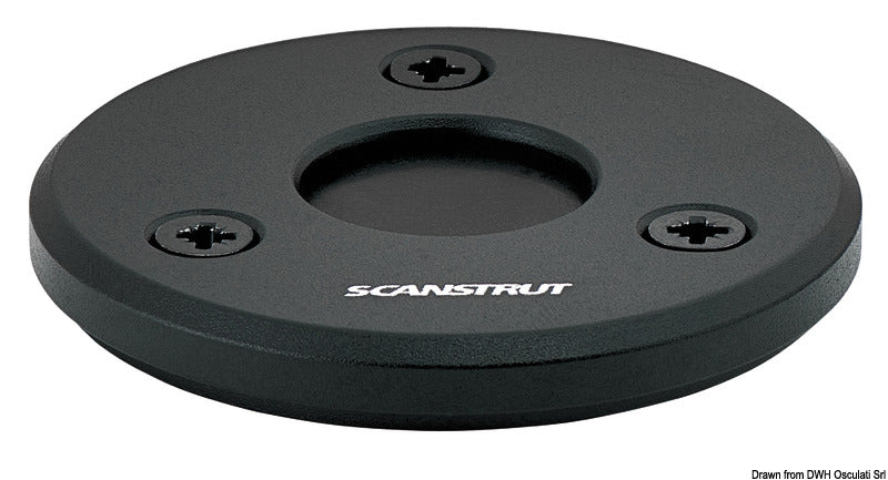 Scanstrut Low Profile kabelgennemføring i sort anodiseret aluminium til 1 kabel Ø4–9 mm