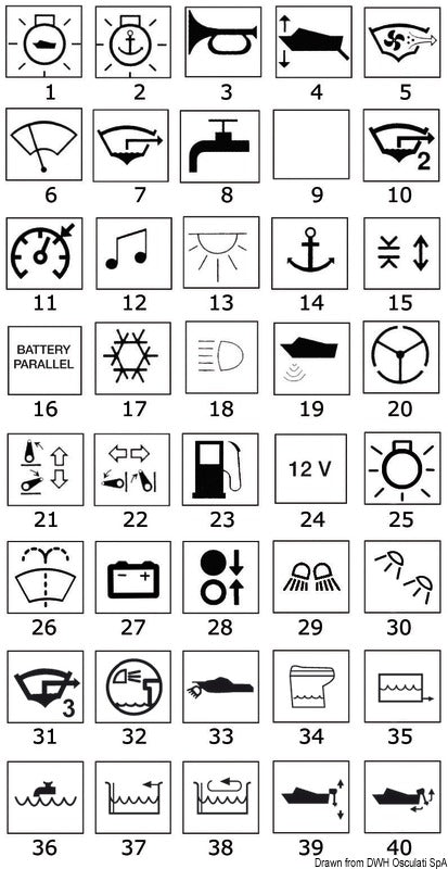 Carling Contura II vippekontakttast med belyst symbol – hæv påhængsmotor – type A