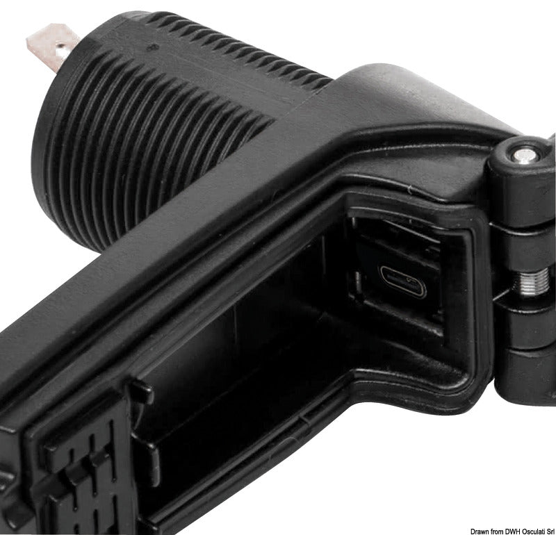 Scanstrut ROKK Charge Pro vandtæt dobbelt USB-ladestik USB-A + USB-C, 12/24 V