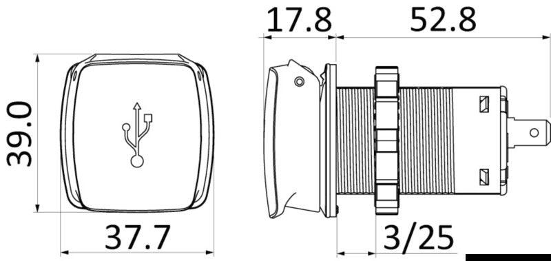 Scanstrut Flip Pro vandtæt USB-A/USB-C-ladeudtag 12/24 V