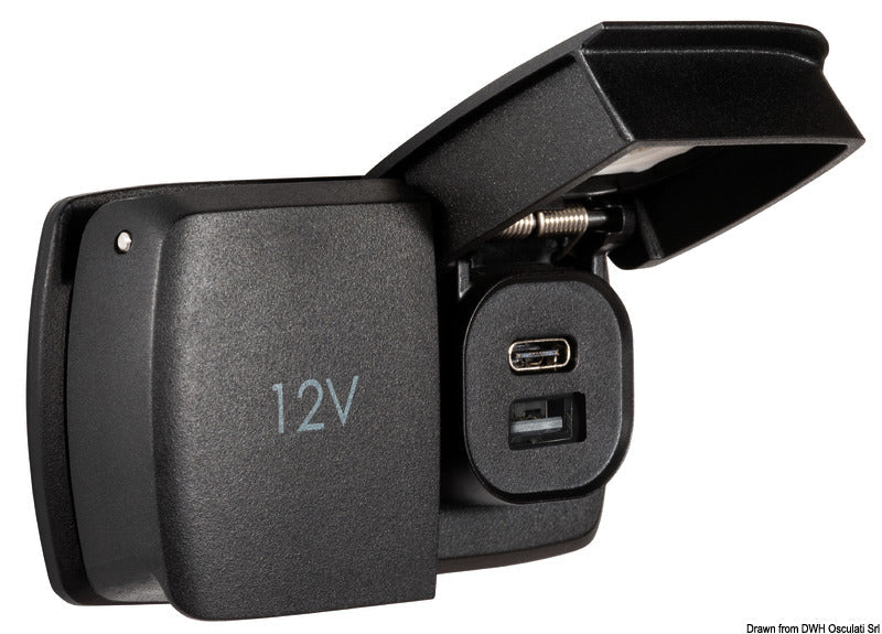 SCANSTRUT Flip Pro Duo kombineret USB-A/USB-C- og 12 V-strømudtag