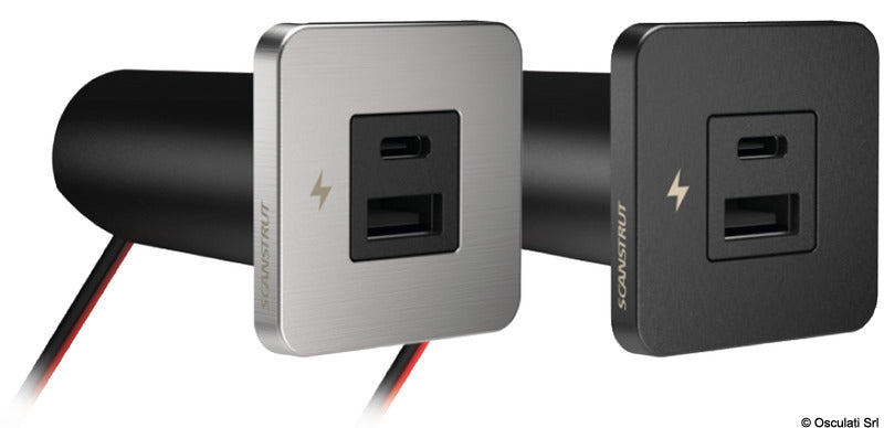 Scanstrut TILE indbygget USB-A/USB-C-ladeudtag, børstet 316 rustfrit stål